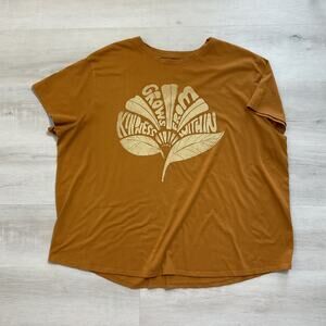 Sonoma Womens The Relaxed Graphic Tee Grow Kindness Within Yellow 3X